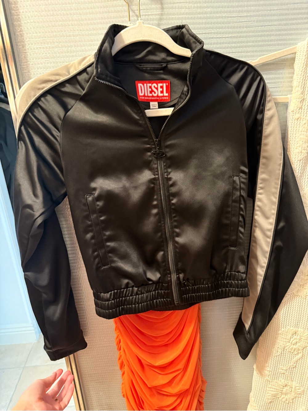 Diesel Black Cropped Bomber Jacket - Women